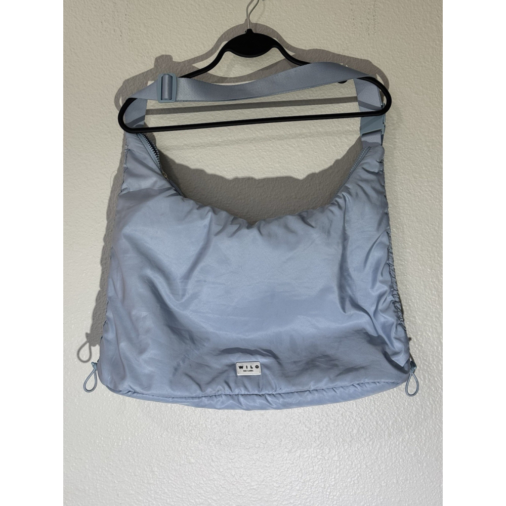 Wilo The Label Puffer Shoulder Bag Light Blue Nylon Look Adjustable Crossbody